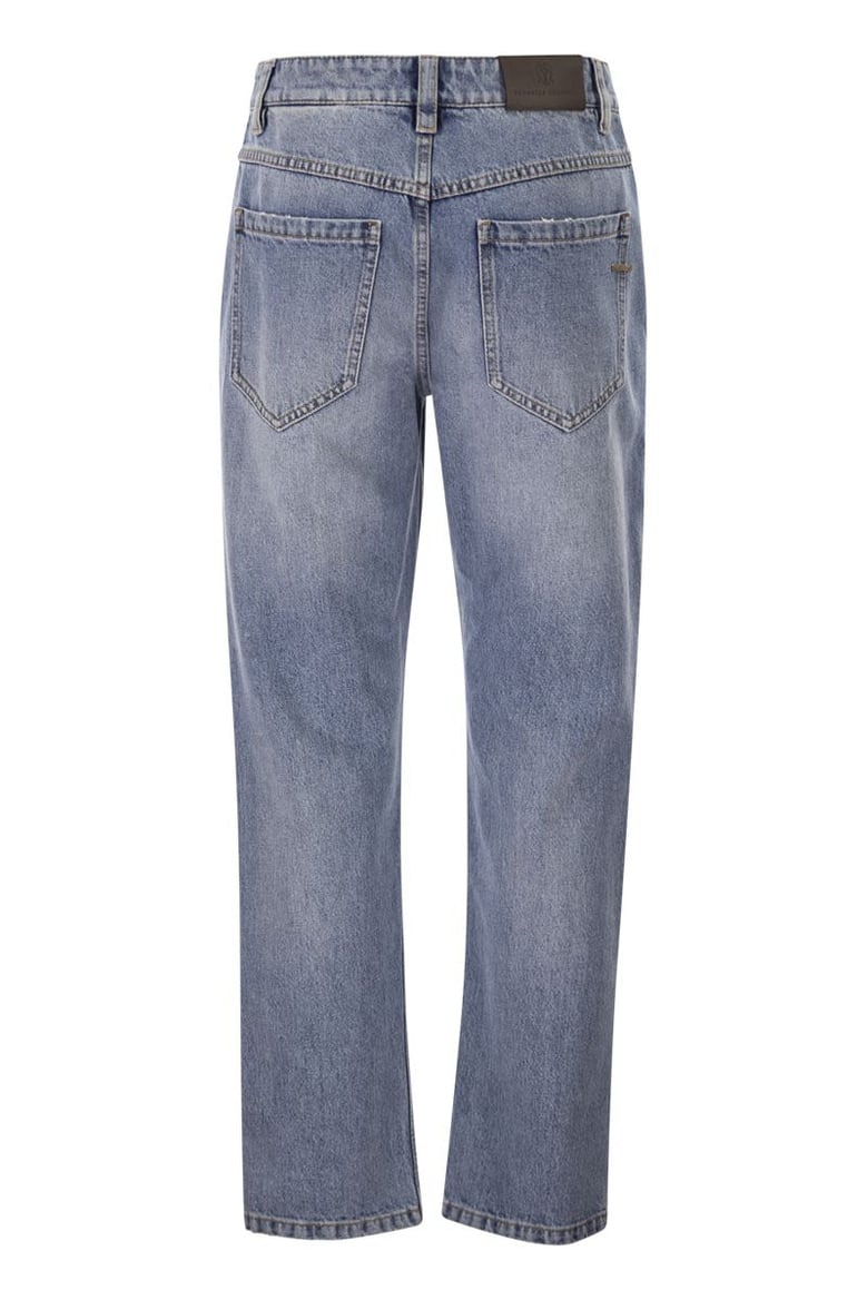 straight trousers in authentic denim with shiny bartack by Selfnex