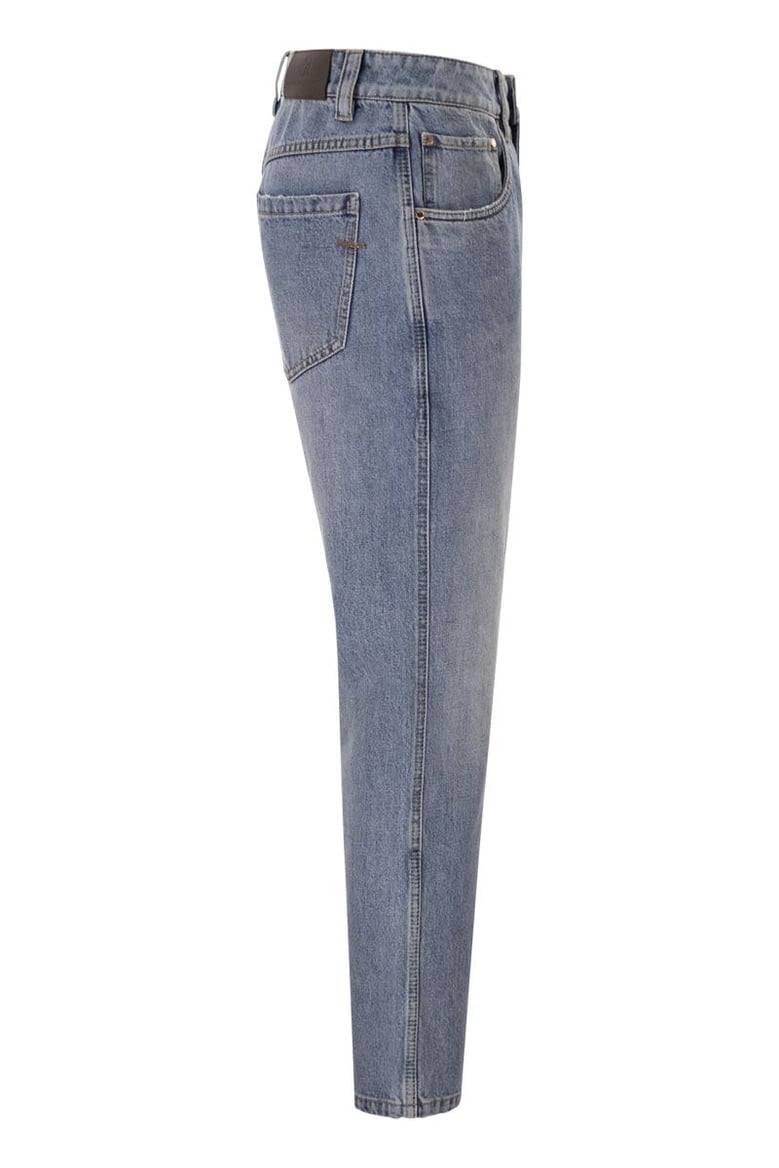 straight trousers in authentic denim with shiny bartack by Selfnex
