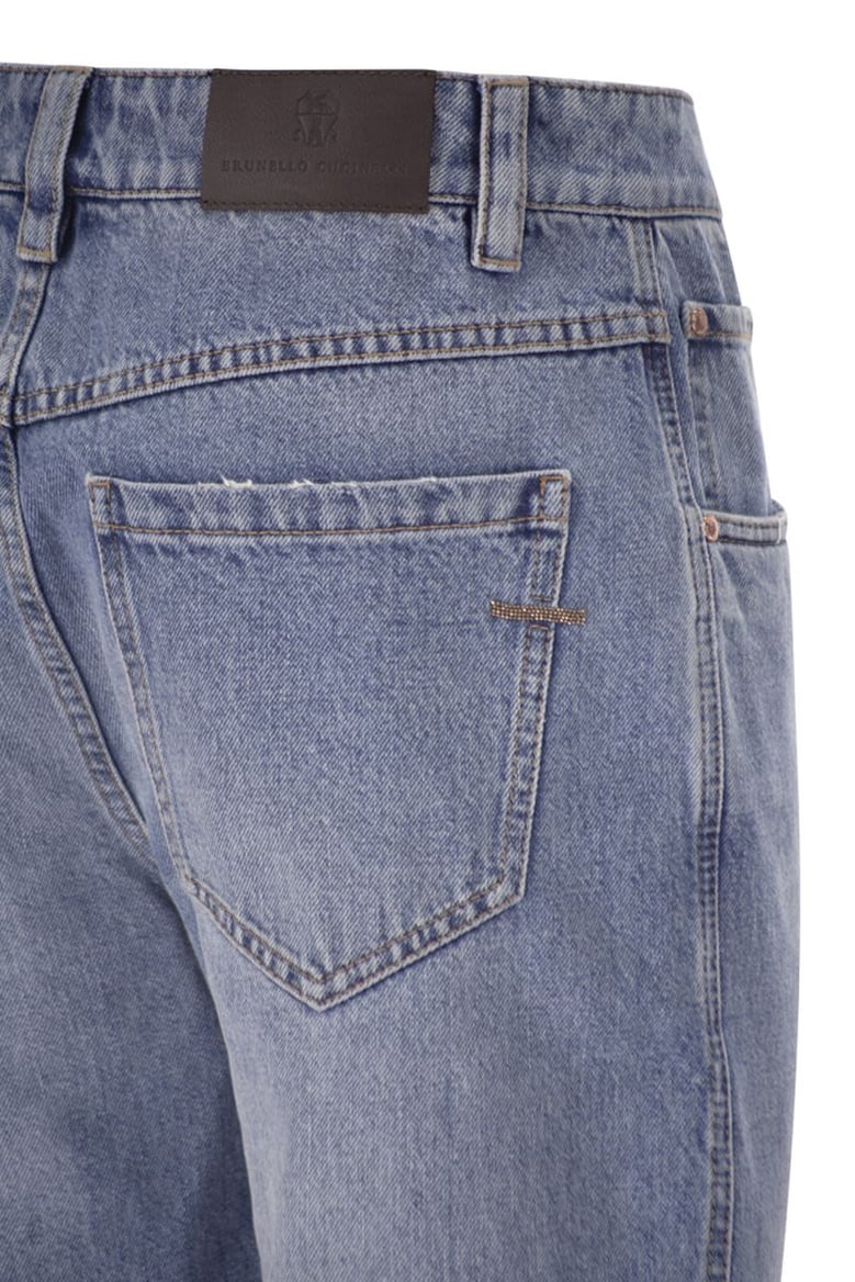 straight trousers in authentic denim with shiny bartack by Selfnex