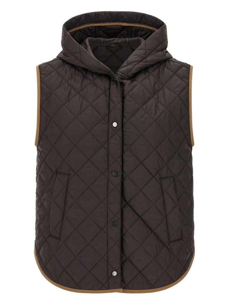 lightweight opaque nylon quilted gilet with thermore® padding and hood by Selfnex