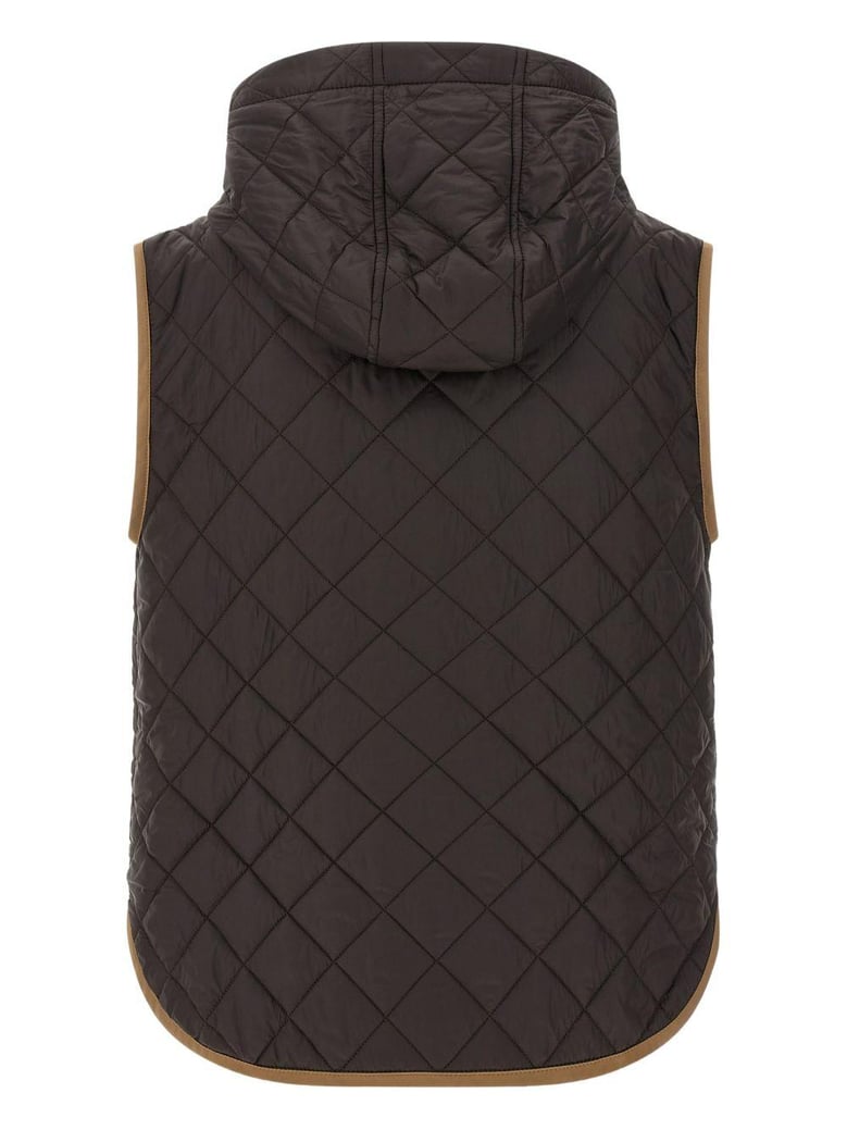 lightweight opaque nylon quilted gilet with thermore® padding and hood by Selfnex