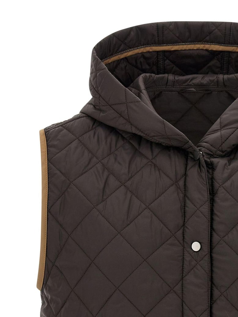 lightweight opaque nylon quilted gilet with thermore® padding and hood by Selfnex