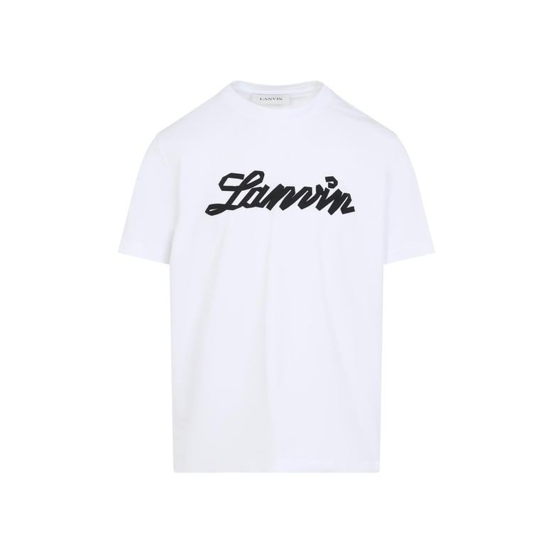 white embroidered logo t-shirt by Selfnex