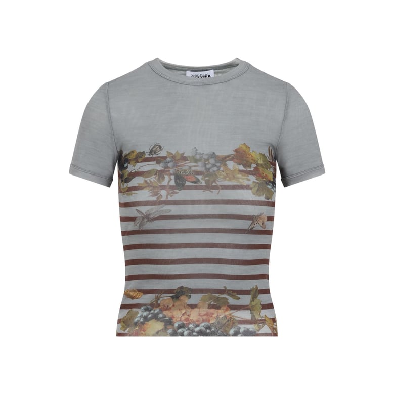 light blue mariniere grape cotton t-shirt by Selfnex