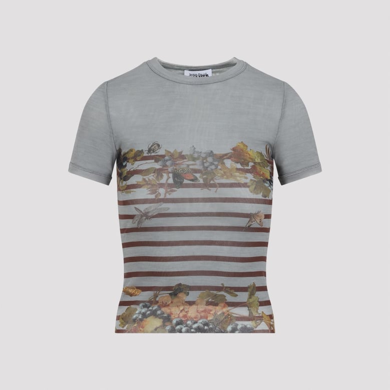 light blue mariniere grape cotton t-shirt by Selfnex