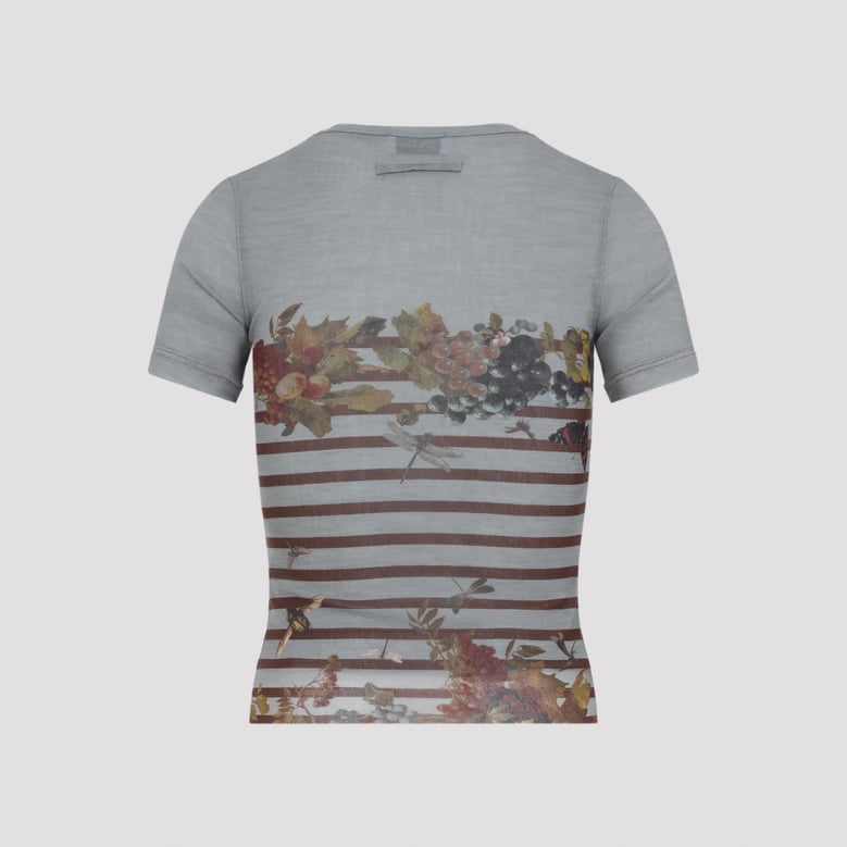 light blue mariniere grape cotton t-shirt by Selfnex