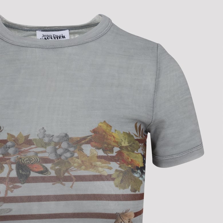 light blue mariniere grape cotton t-shirt by Selfnex