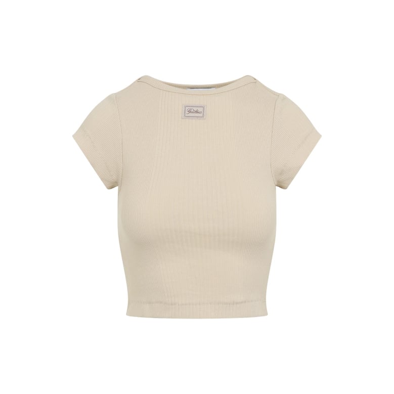 beige cropped cotton t-shirt by Selfnex