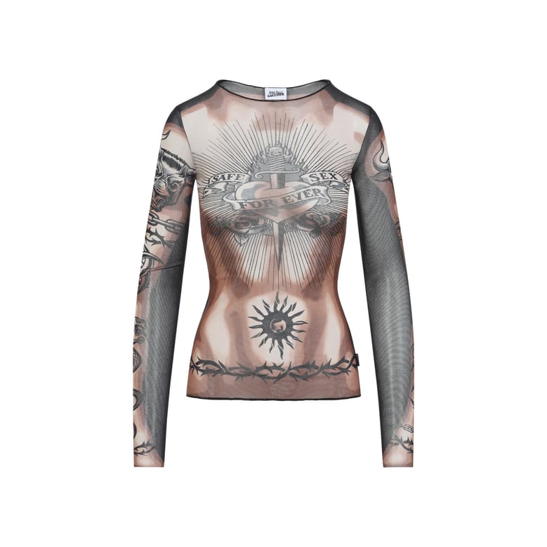 brown safe sex tattoo brown polyamide top by Selfnex