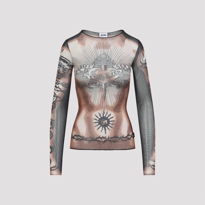 brown safe sex tattoo brown polyamide top by Selfnex