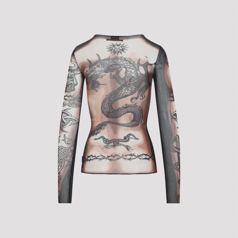 brown safe sex tattoo brown polyamide top by Selfnex