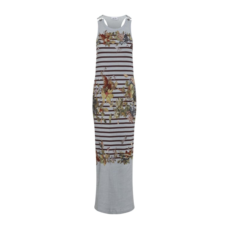 light blue mariniere grape cotton long dress by Selfnex