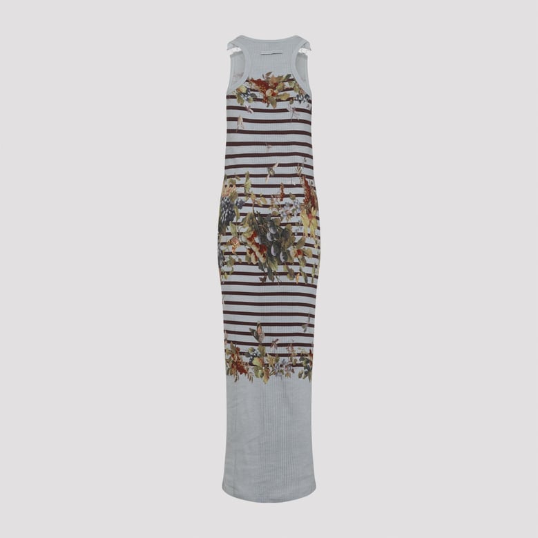 light blue mariniere grape cotton long dress by Selfnex