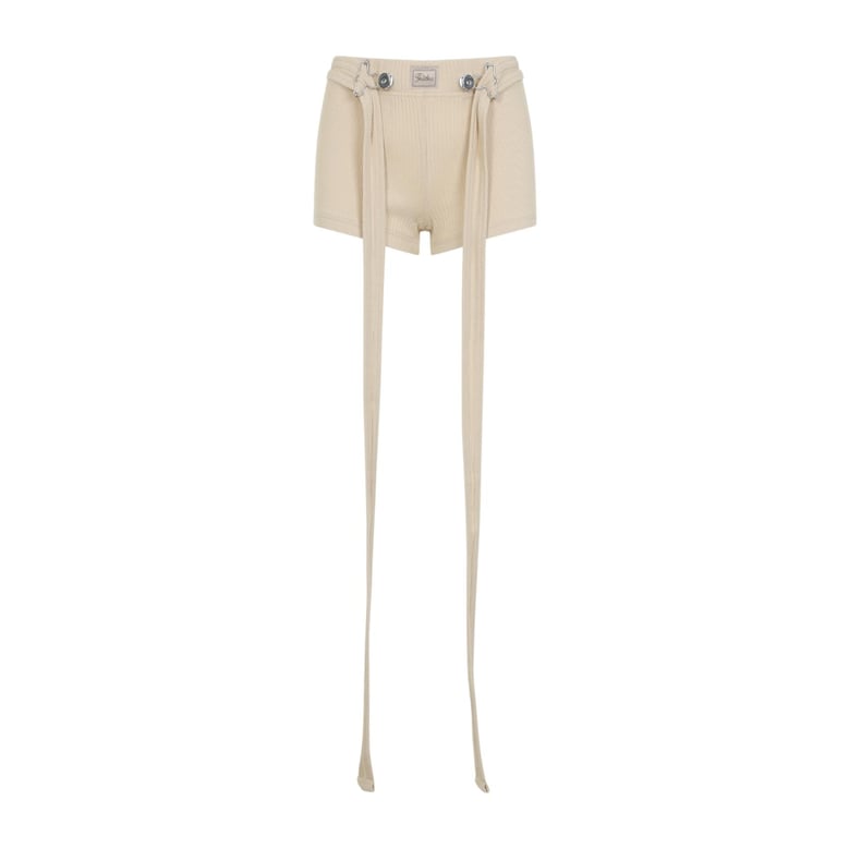 beige ribbed cotton shorts by Selfnex