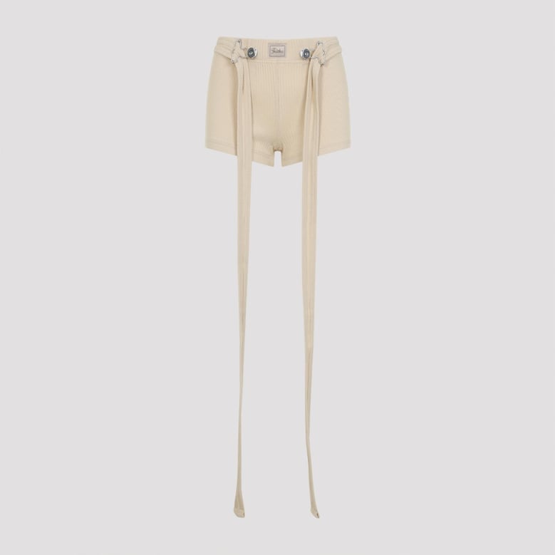beige ribbed cotton shorts by Selfnex