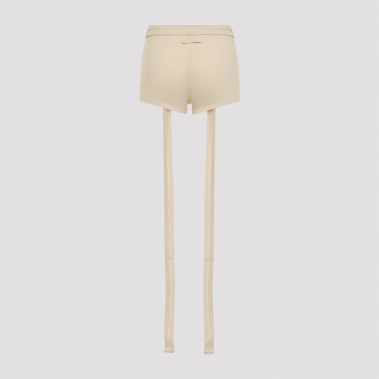 beige ribbed cotton shorts by Selfnex