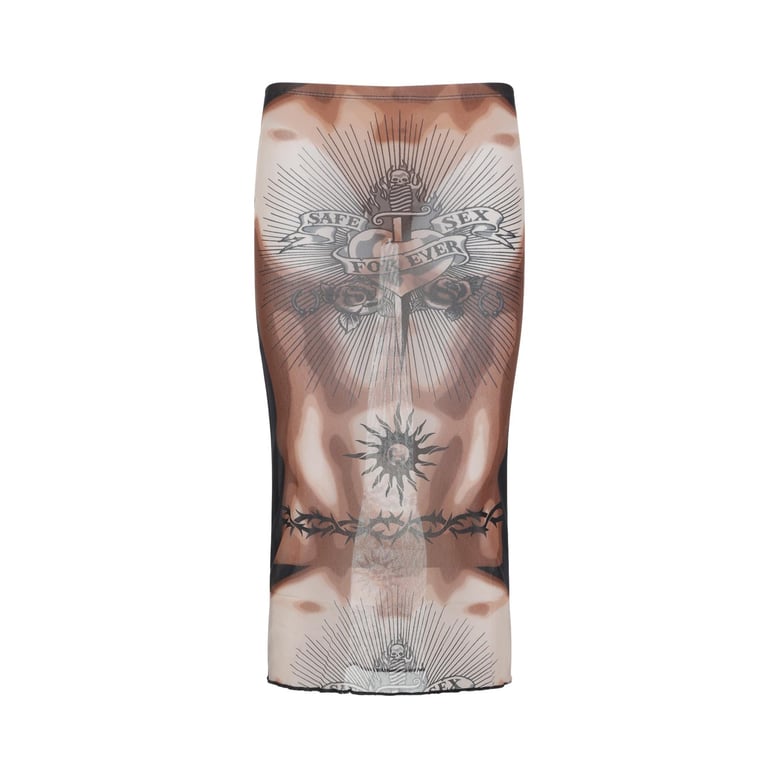 brown safe sex tattoo polyamide midi skirt by Selfnex