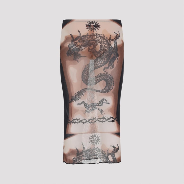 brown safe sex tattoo polyamide midi skirt by Selfnex