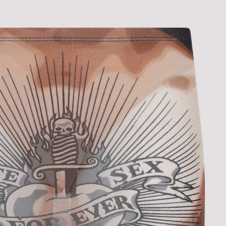 brown safe sex tattoo polyamide midi skirt by Selfnex