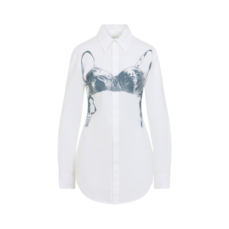 white scanned bra cotton shirt by Selfnex