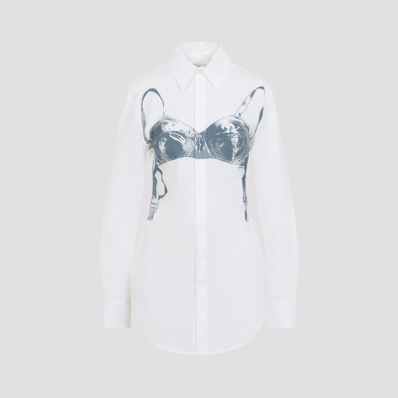 white scanned bra cotton shirt by Selfnex