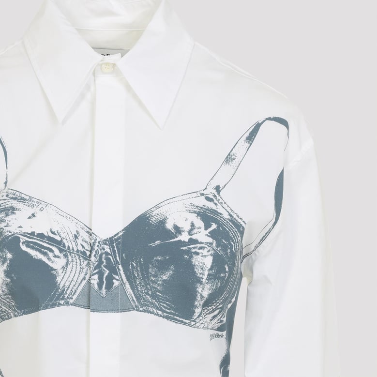 white scanned bra cotton shirt by Selfnex