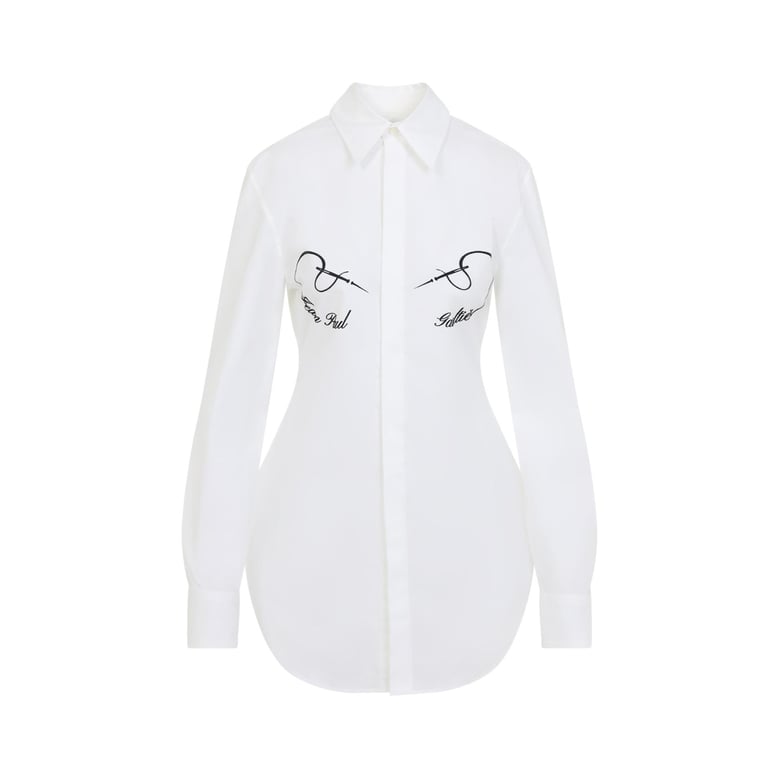 white needless flock cotton shirt by Selfnex