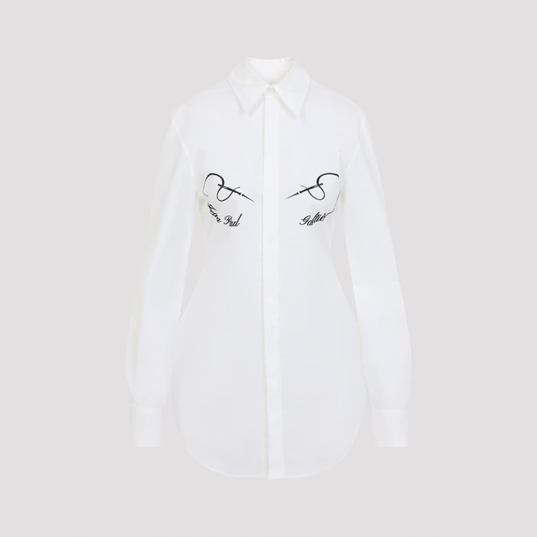 white needless flock cotton shirt by Selfnex