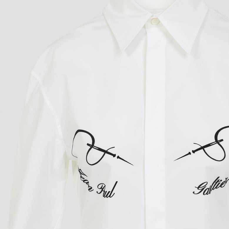 white needless flock cotton shirt by Selfnex