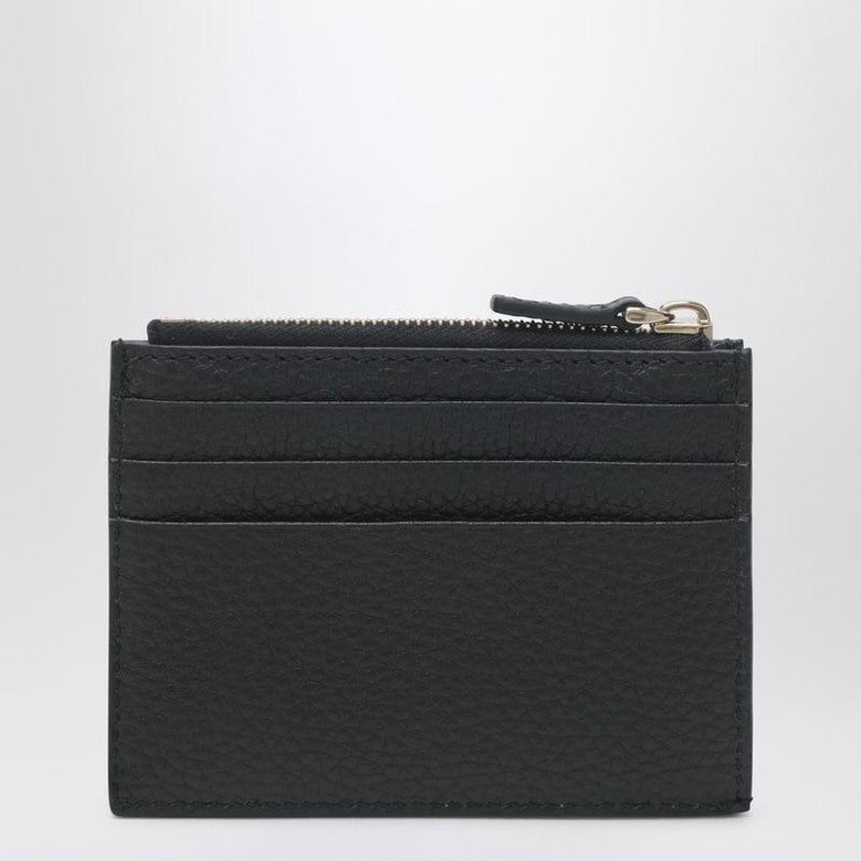 black leather rockstud zip card holder by Selfnex