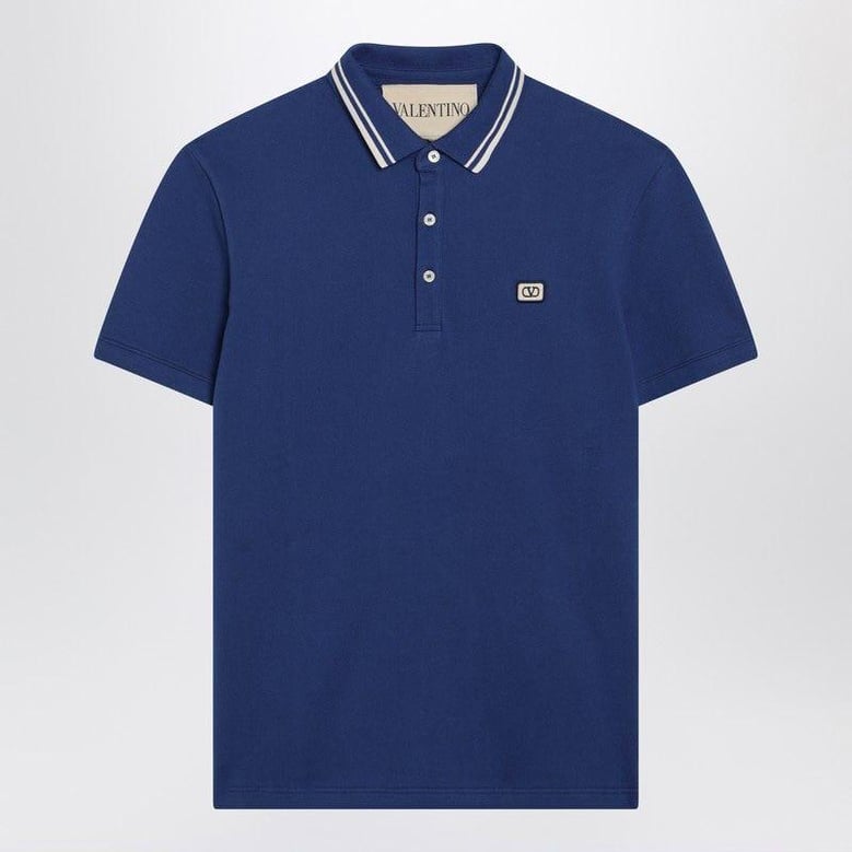 blue polo shirt with vlogo patch by Selfnex