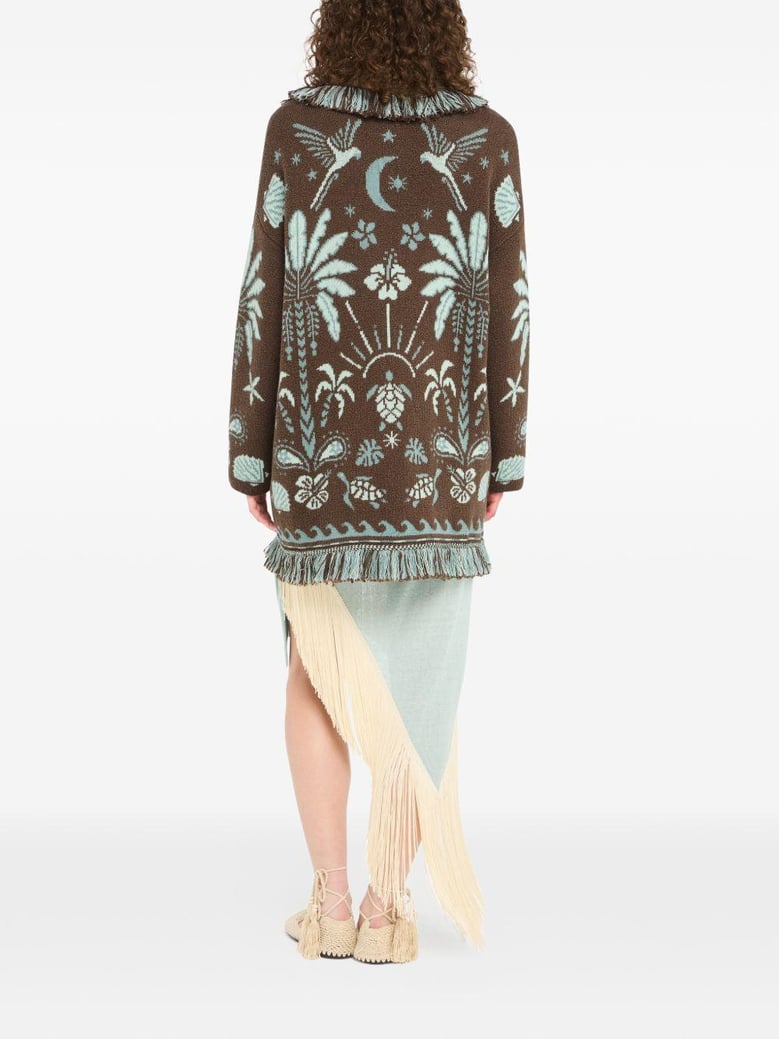 echoes of the island brown/aquamarine cardigan by Selfnex