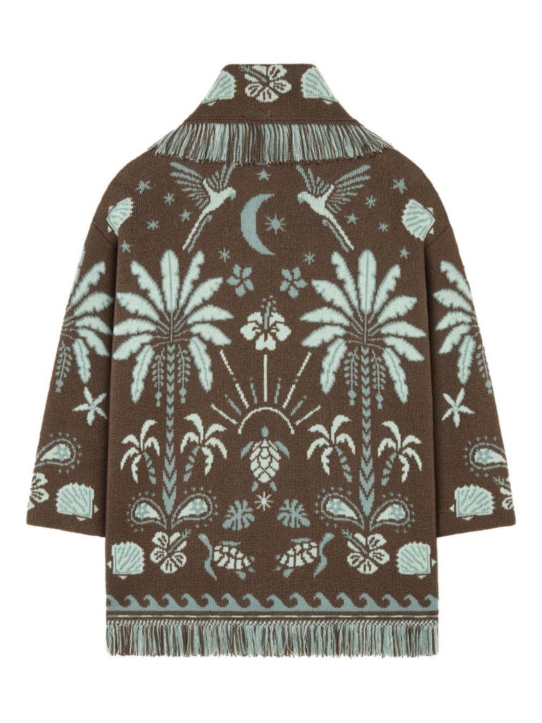 echoes of the island brown/aquamarine cardigan by Selfnex