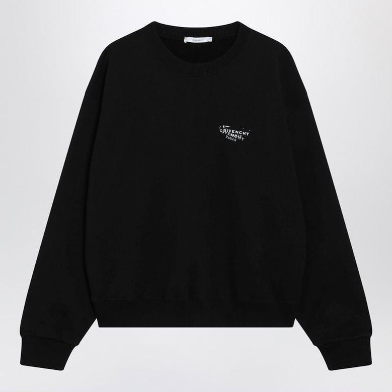 black brushed cotton sweatshirt with logo by Selfnex