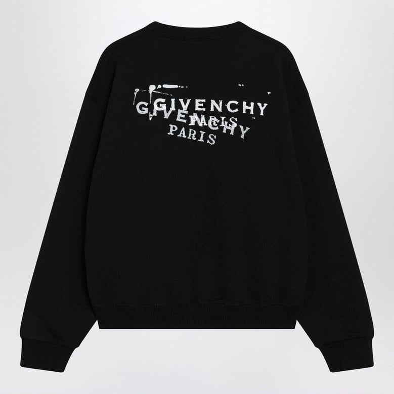 black brushed cotton sweatshirt with logo by Selfnex