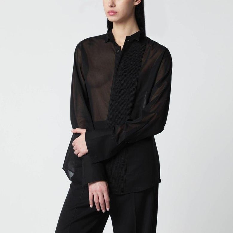 black micropleated shirt by Selfnex