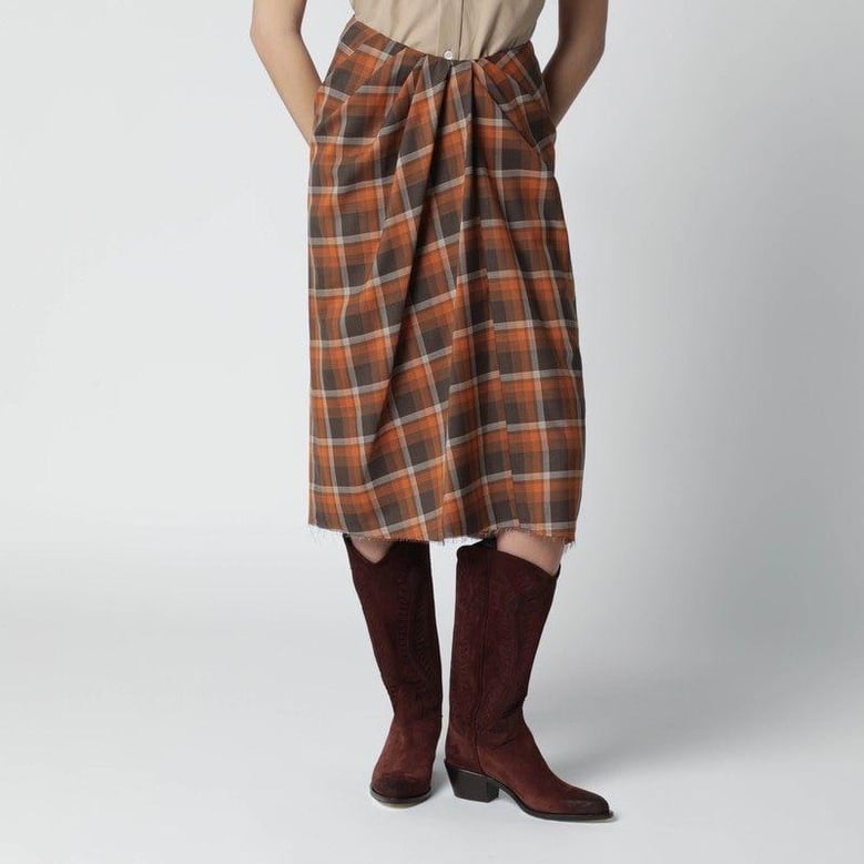 draped tartan skirt by Selfnex