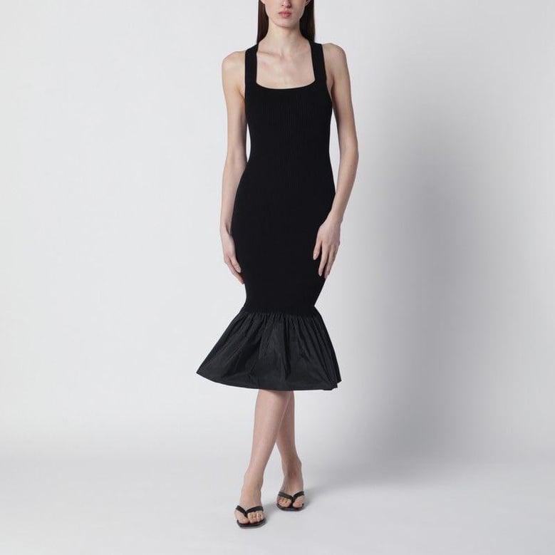 black dress with faille ruffle hem by Selfnex