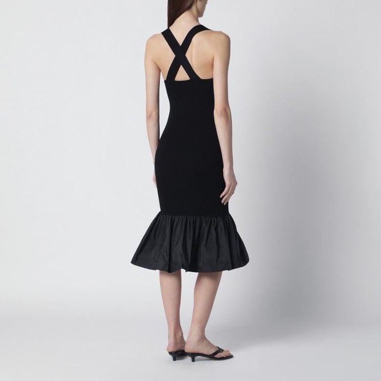 black dress with faille ruffle hem by Selfnex