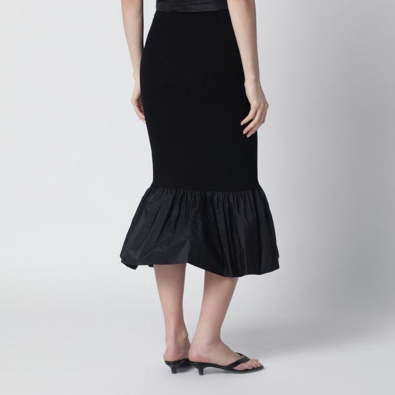 black skirt with faille ruffle hem by Selfnex