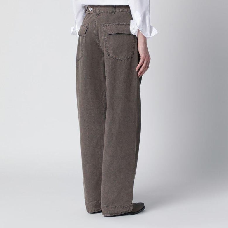 washed olive green wideleg jeans by Selfnex
