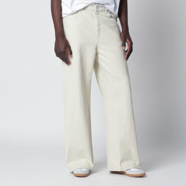 wideleg light blue bleached jeans by Selfnex