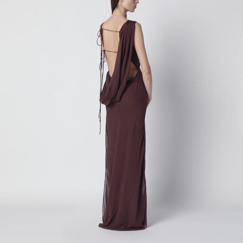 aubergine silkblend long dress by Selfnex