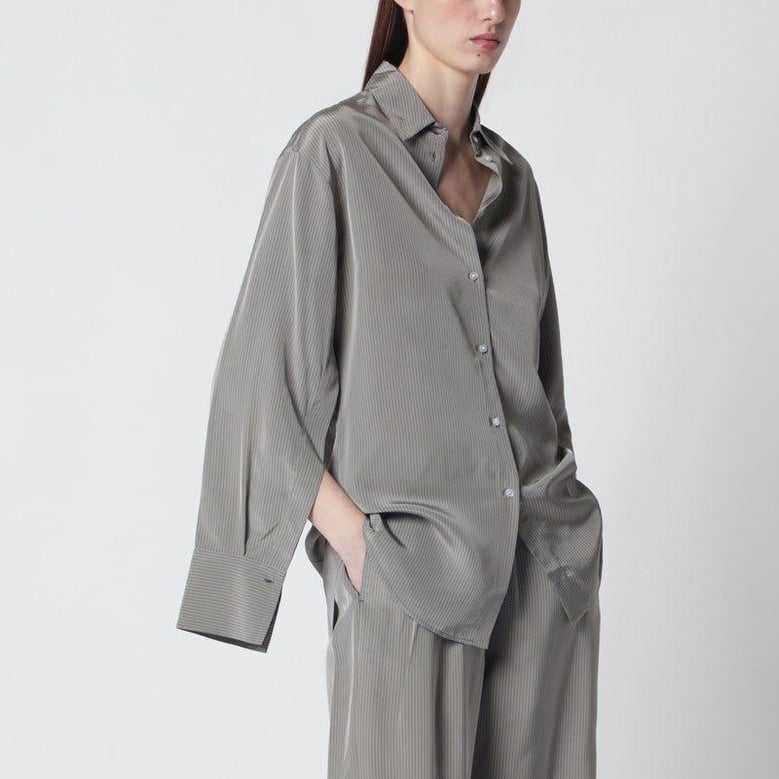 light grey striped oversized shirt by Selfnex