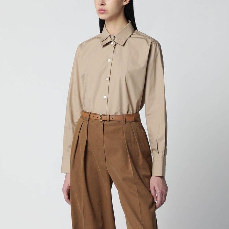 beige shirt with double collar by Selfnex