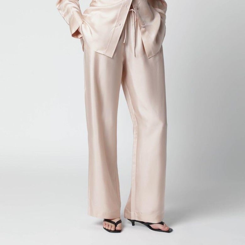 light pink silk trousers by Selfnex