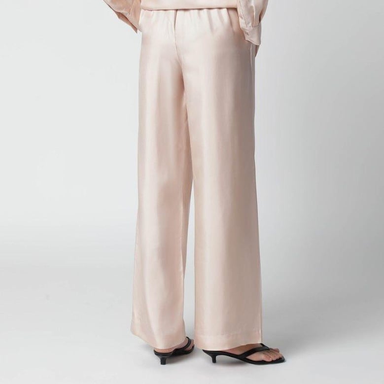 light pink silk trousers by Selfnex