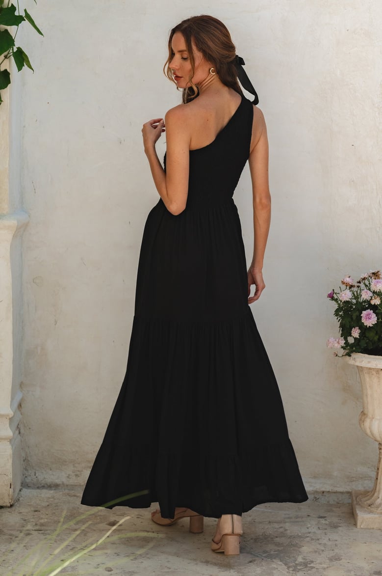 cassandra one shoulder maxi dress by Selfnex