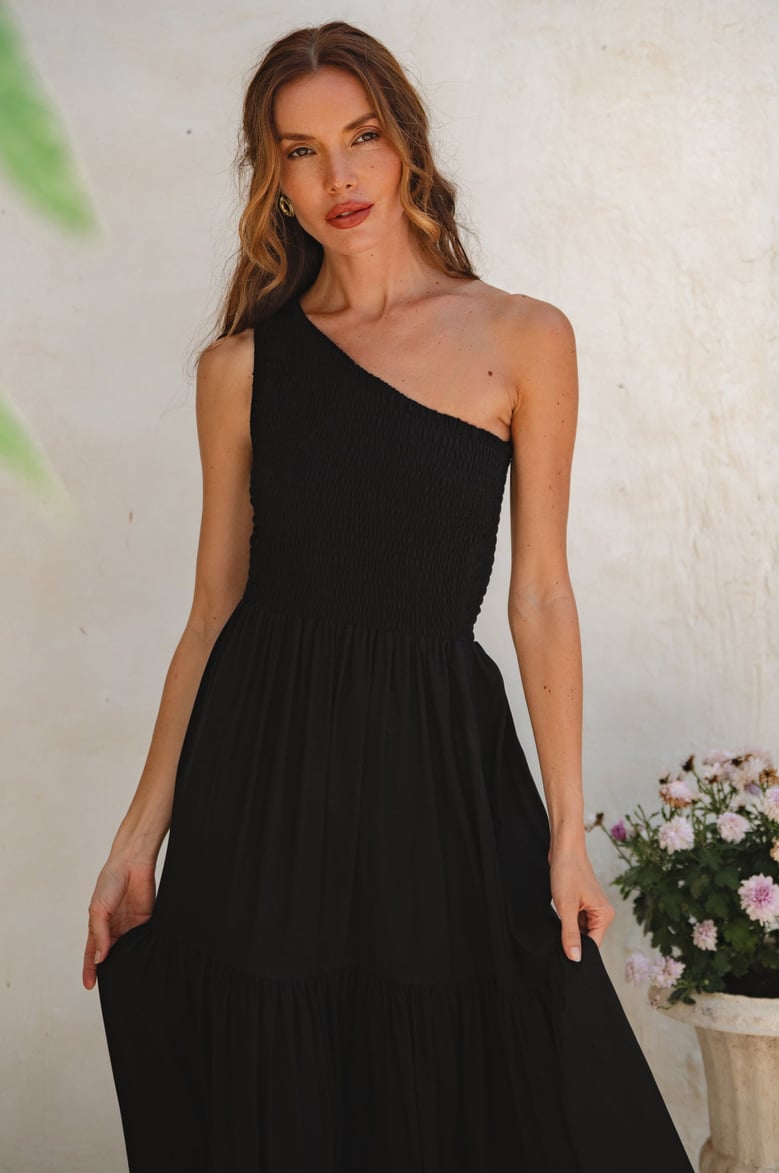 cassandra one shoulder maxi dress by Selfnex