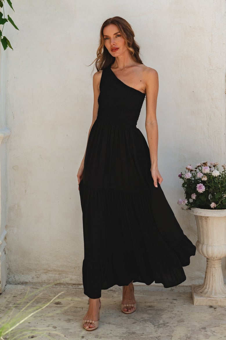 cassandra one shoulder maxi dress by Selfnex